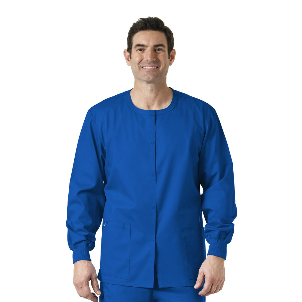 Wink Scrubs Unisex Snap Front Jacket Royal Blue | scrub-supply.com