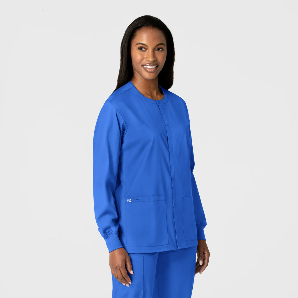 Wink Scrubs Unisex Snap Front Jacket Royal Blue | scrub-supply.com