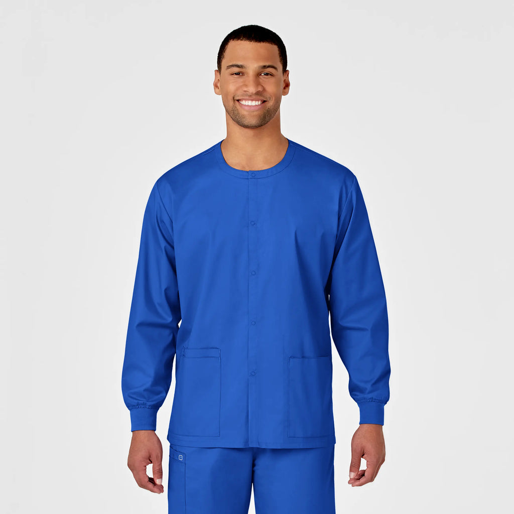 Wink Scrubs Unisex Snap Front Jacket Royal Blue | scrub-supply.com