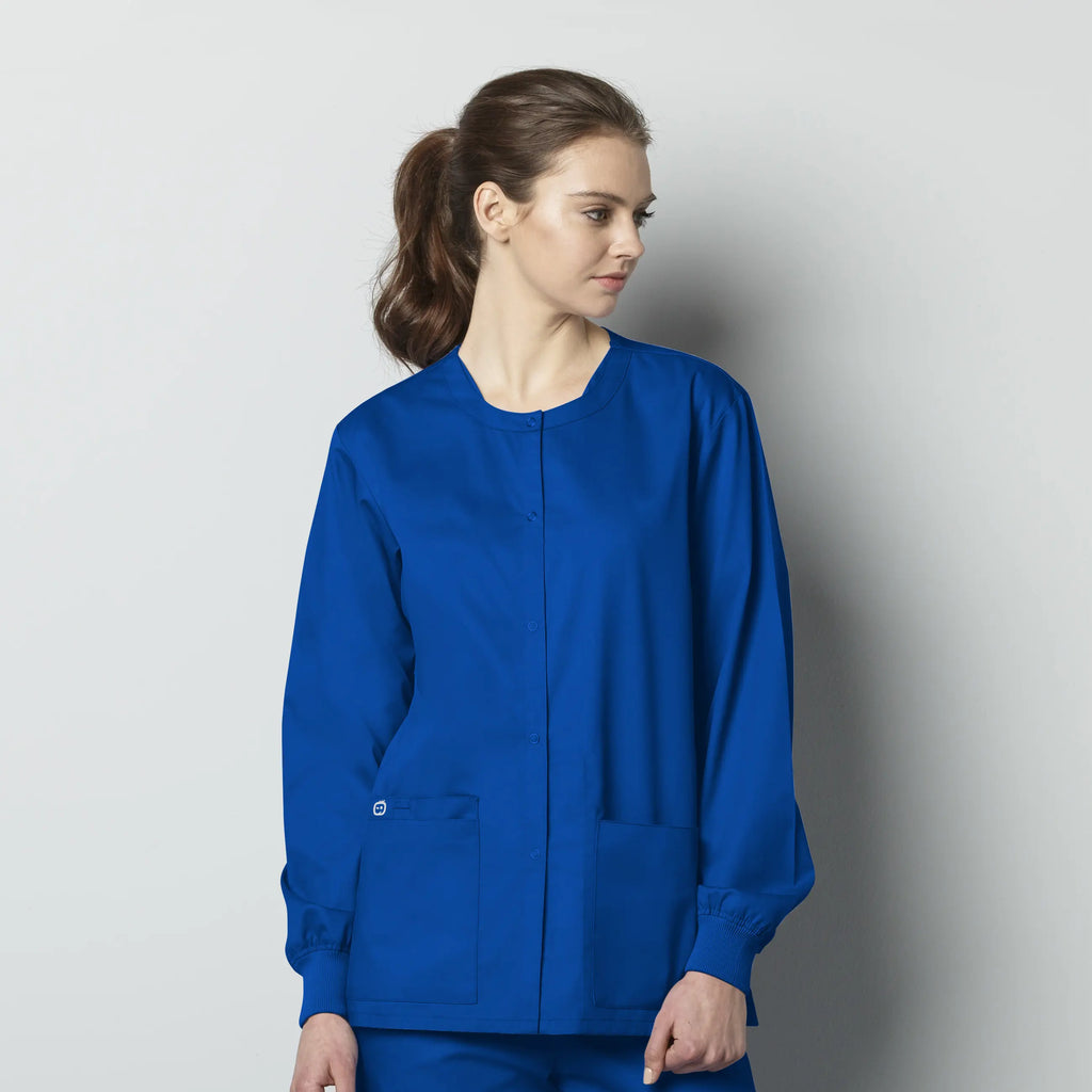 Wink Scrubs Unisex Snap Front Jacket Royal Blue | scrub-supply.com