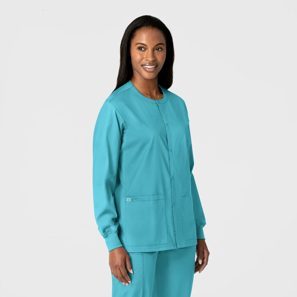 Wink Scrubs Unisex Snap Front Jacket Teal | scrub-supply.com