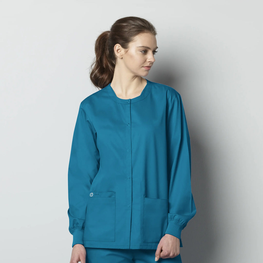 Wink Scrubs Unisex Snap Front Jacket Teal | scrub-supply.com