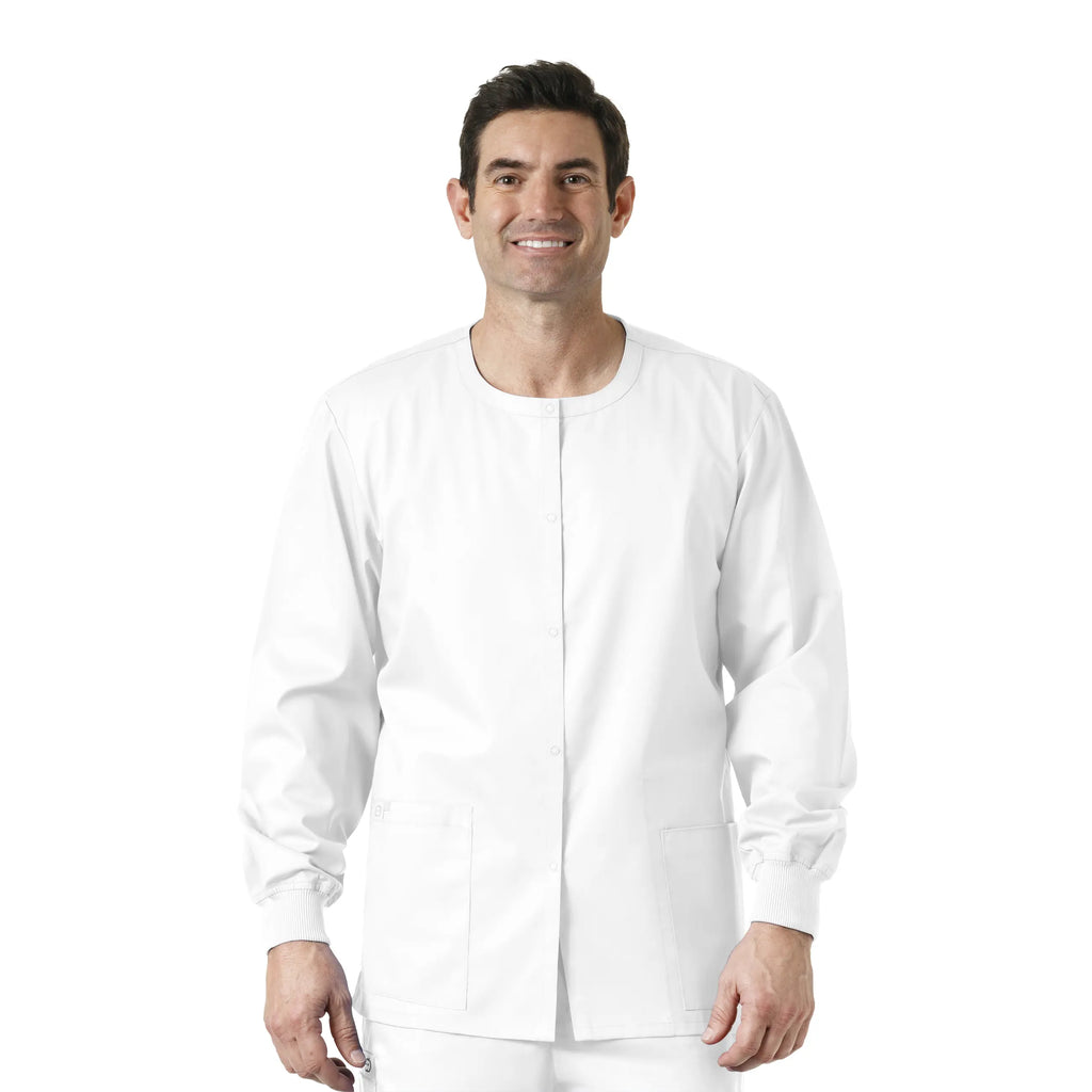 Wink Scrubs Unisex Snap Front Jacket White | scrub-supply.com