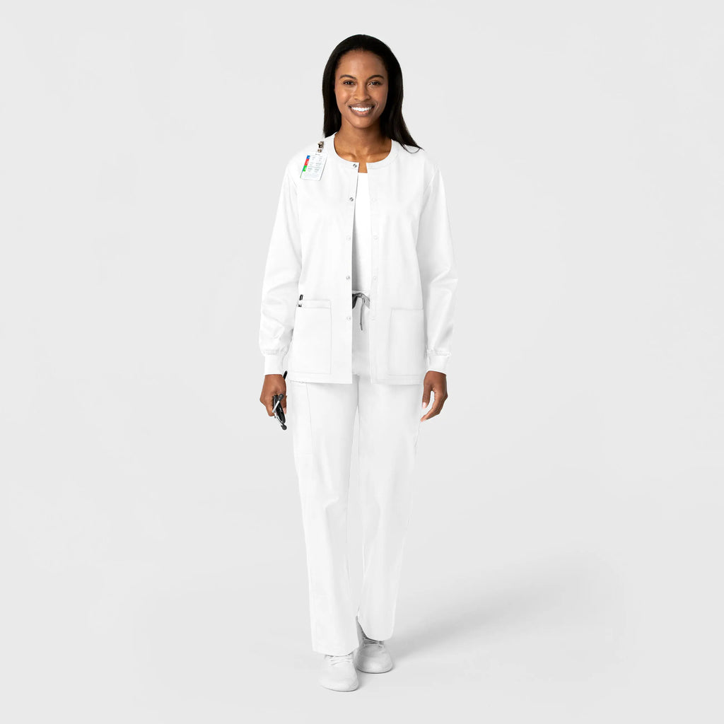 Wink Scrubs Unisex Snap Front Jacket White | scrub-supply.com