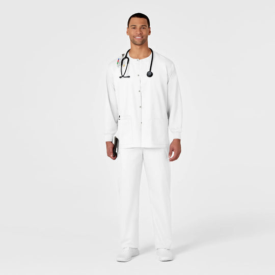 Wink Scrubs Unisex Snap Front Jacket White | scrub-supply.com
