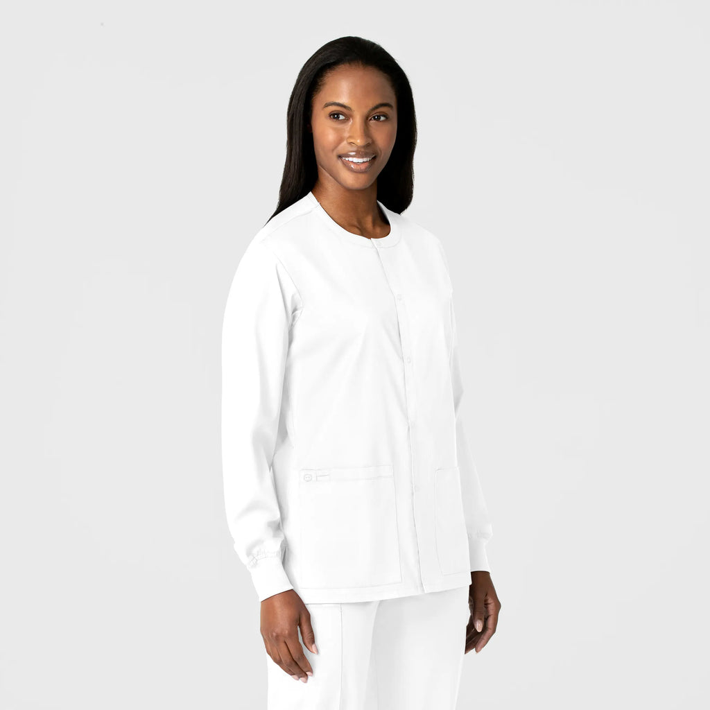 Wink Scrubs Unisex Snap Front Jacket White | scrub-supply.com