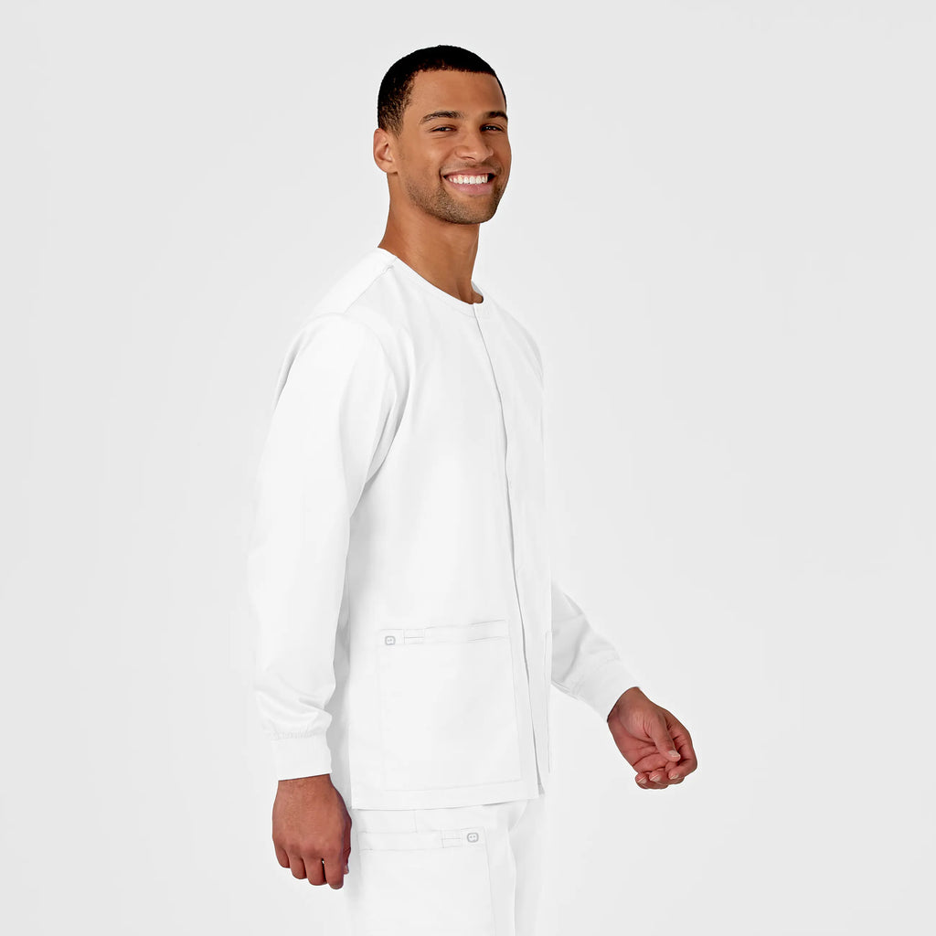 Wink Scrubs Unisex Snap Front Jacket White | scrub-supply.com