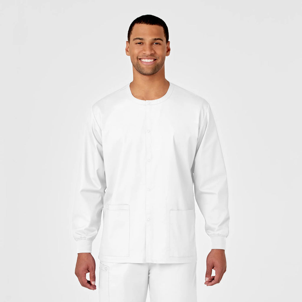 Wink Scrubs Unisex Snap Front Jacket White | scrub-supply.com