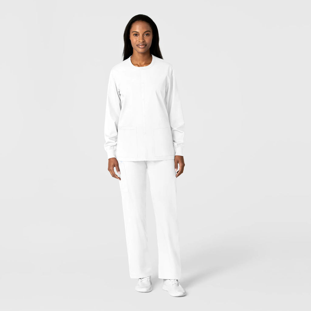 Wink Scrubs Unisex Snap Front Jacket White | scrub-supply.com