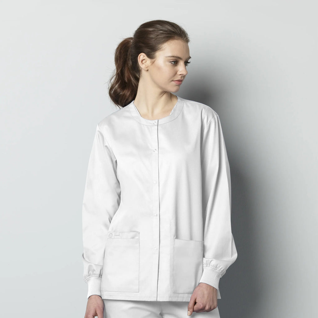 Wink Scrubs Unisex Snap Front Jacket White | scrub-supply.com