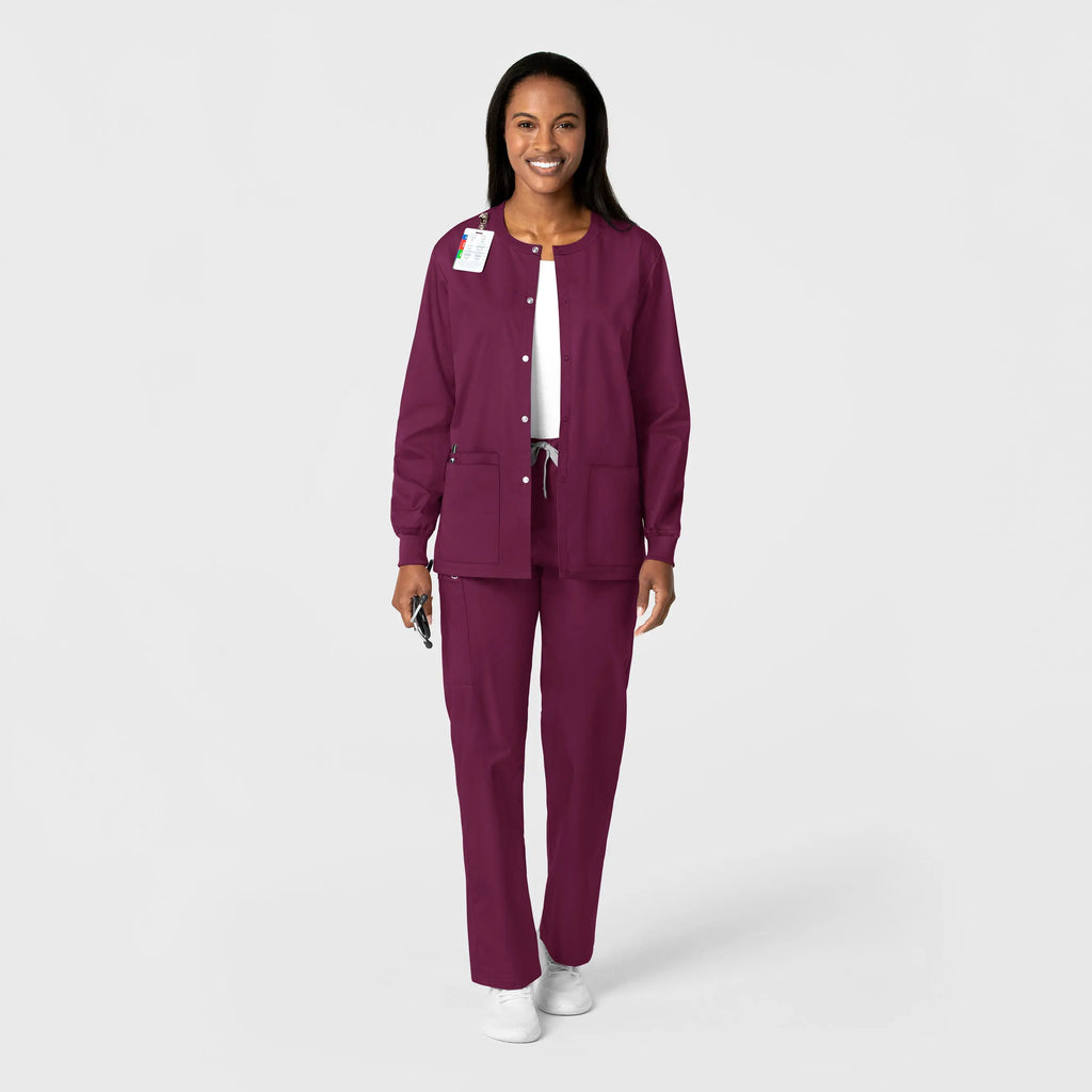 Wink Scrubs Unisex Snap Front Jacket Wine | scrub-supply.com