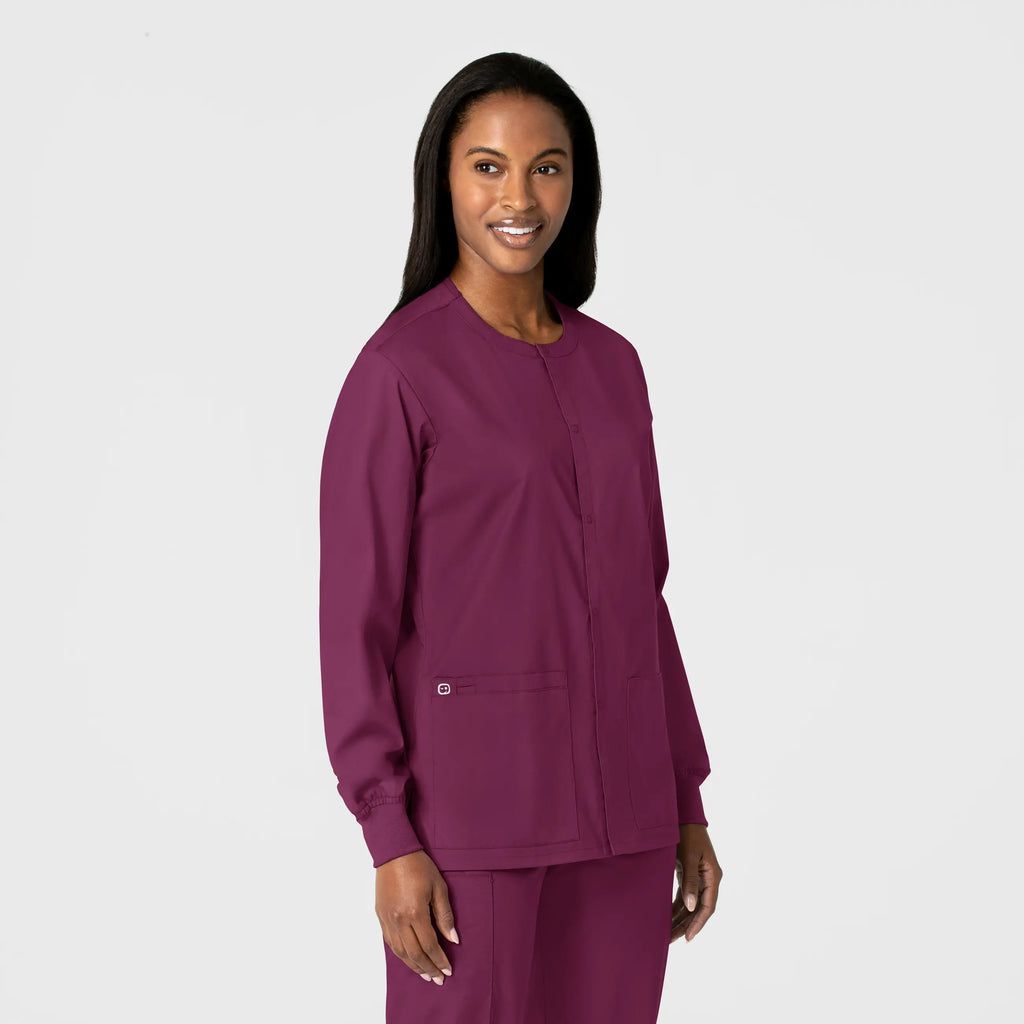 Wink Scrubs Unisex Snap Front Jacket Wine | scrub-supply.com