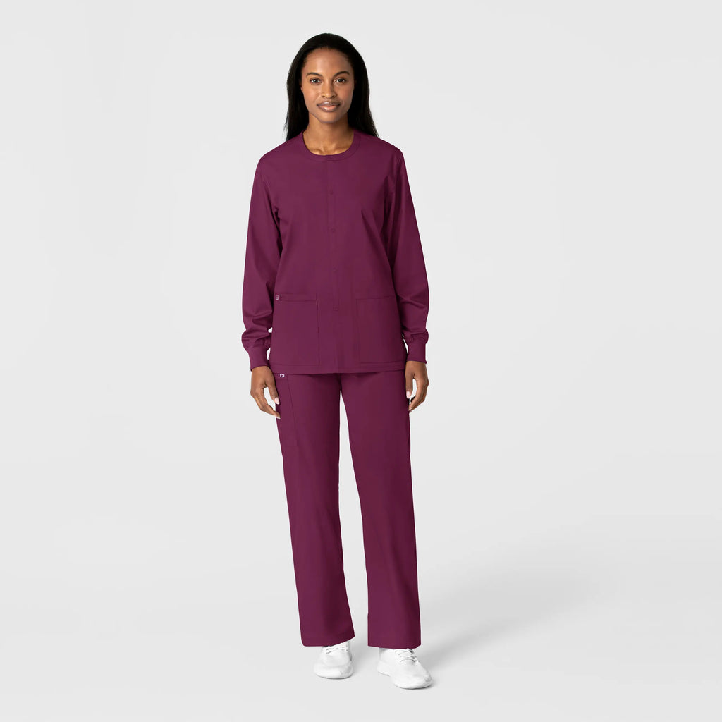 Wink Scrubs Unisex Snap Front Jacket Wine | scrub-supply.com