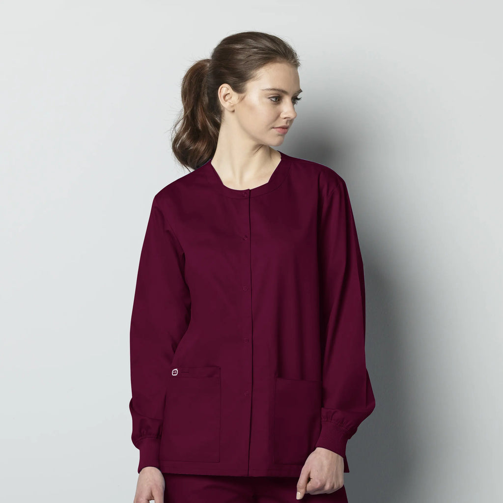 Wink Scrubs Unisex Snap Front Jacket Wine | scrub-supply.com