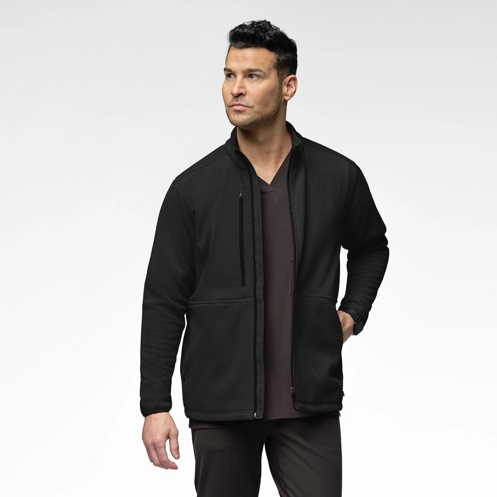 Wink Scrubs Men's Micro Fleece Zip Jacket Black | scrub-supply.com