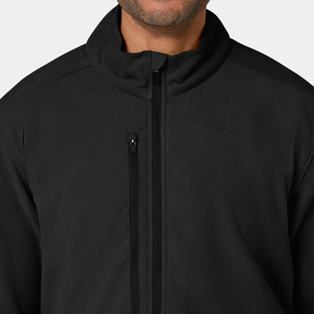 Wink Scrubs Men's Micro Fleece Zip Jacket Black | scrub-supply.com