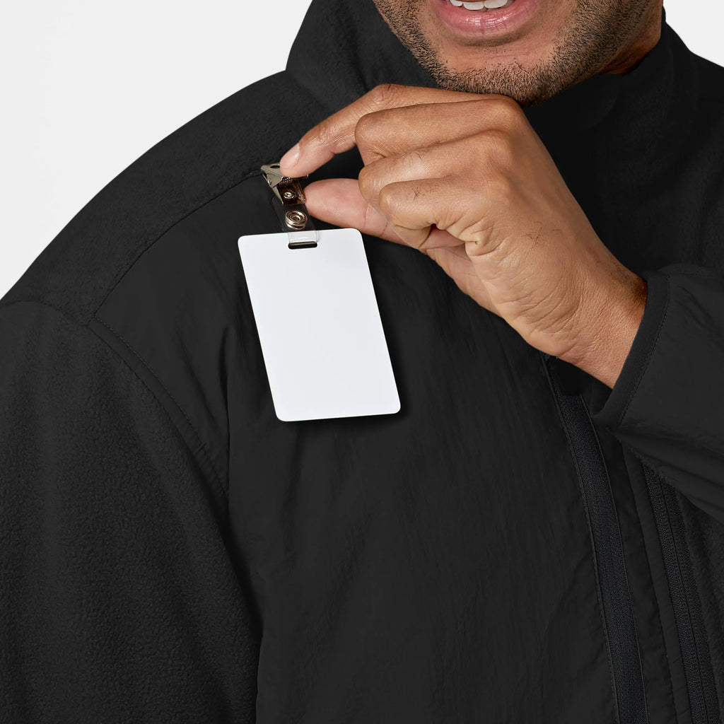 Wink Scrubs Men's Micro Fleece Zip Jacket Black | scrub-supply.com