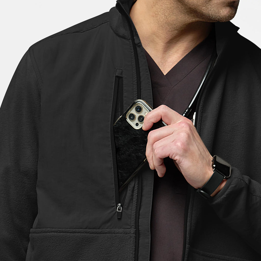 Wink Scrubs Men's Micro Fleece Zip Jacket Black | scrub-supply.com