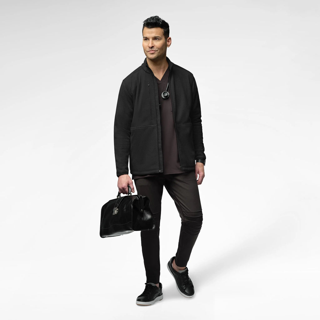 Wink Scrubs Men's Micro Fleece Zip Jacket Black | scrub-supply.com