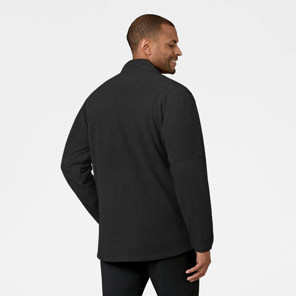 Wink Scrubs Men's Micro Fleece Zip Jacket Black | scrub-supply.com