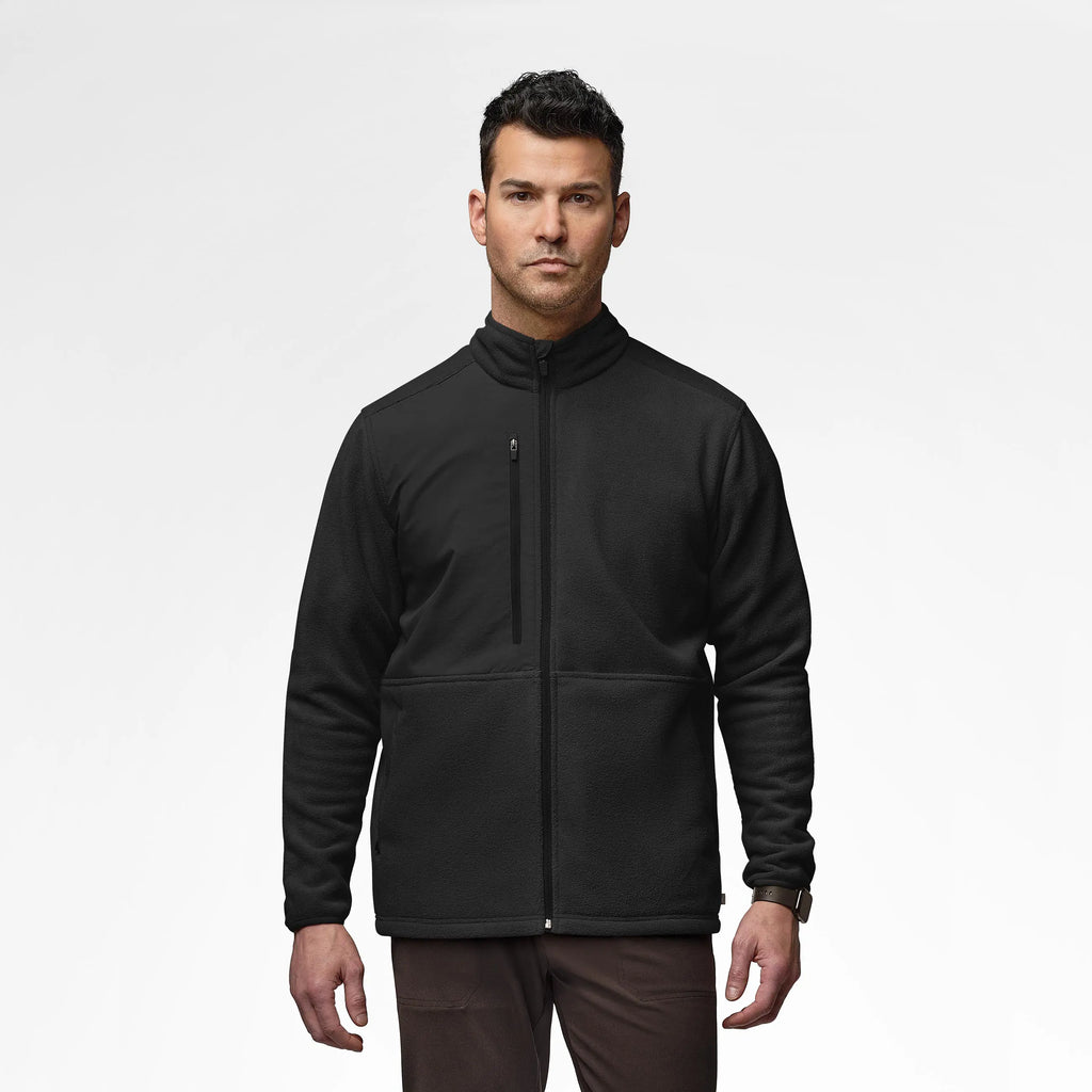 Wink Scrubs Men's Micro Fleece Zip Jacket Black | scrub-supply.com