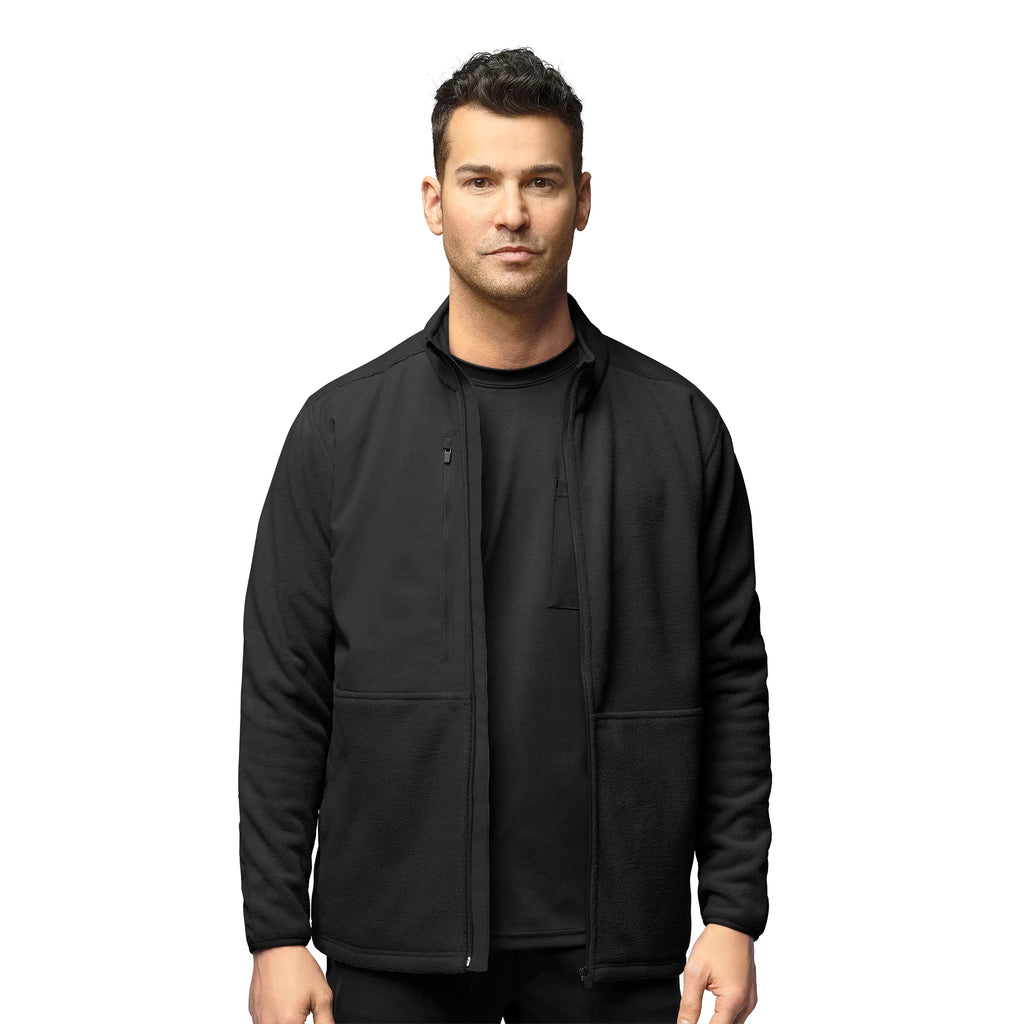 Wink Scrubs Men's Micro Fleece Zip Jacket Black | scrub-supply.com