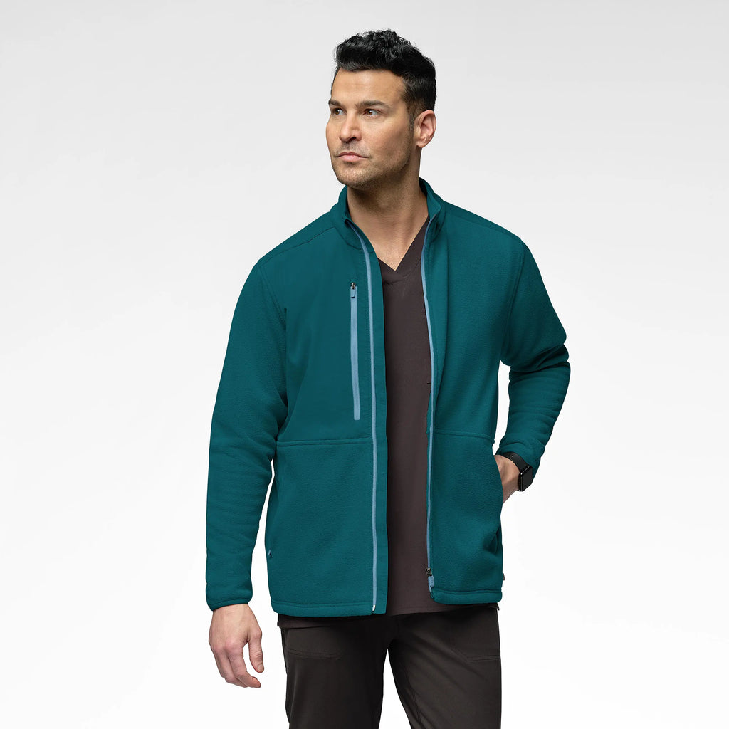 Wink Scrubs Men's Micro Fleece Zip Jacket Caribbean Blue | scrub-supply.com