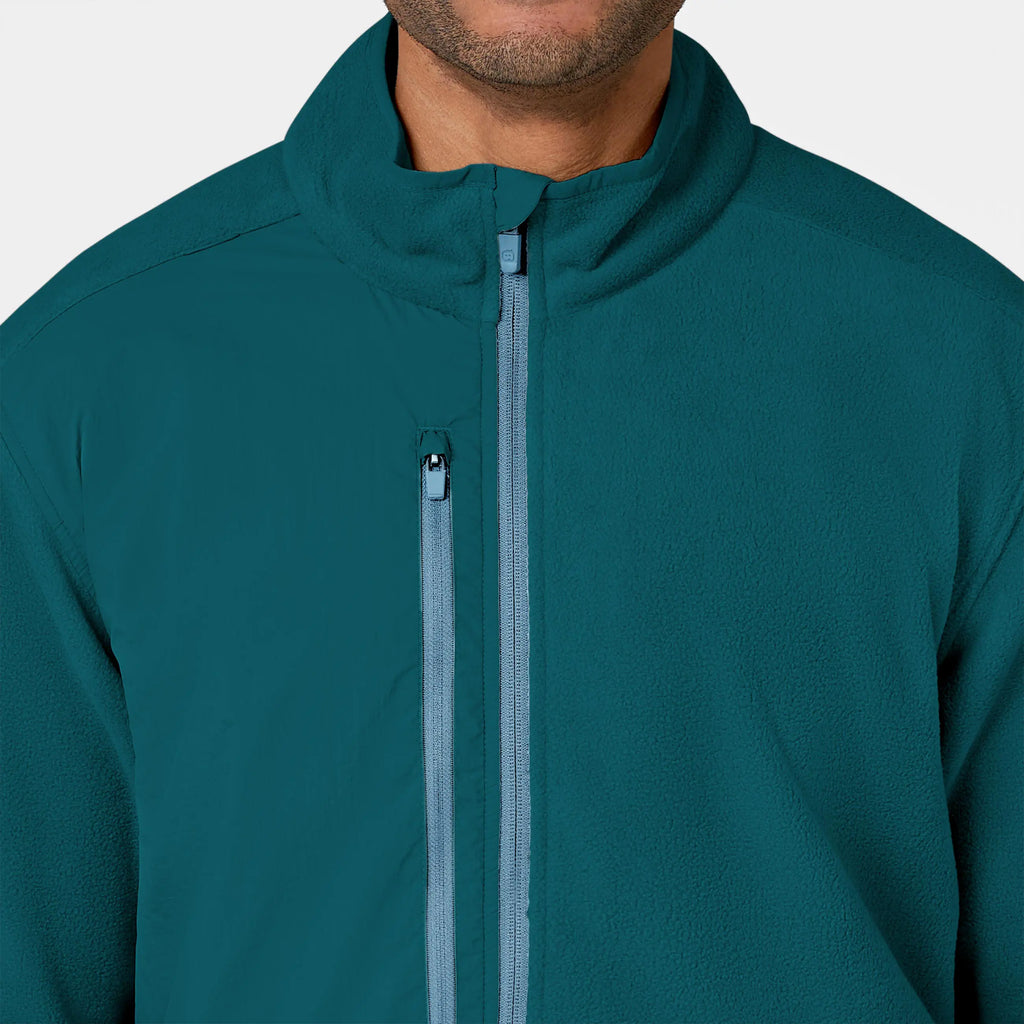 Wink Scrubs Men's Micro Fleece Zip Jacket Caribbean Blue | scrub-supply.com