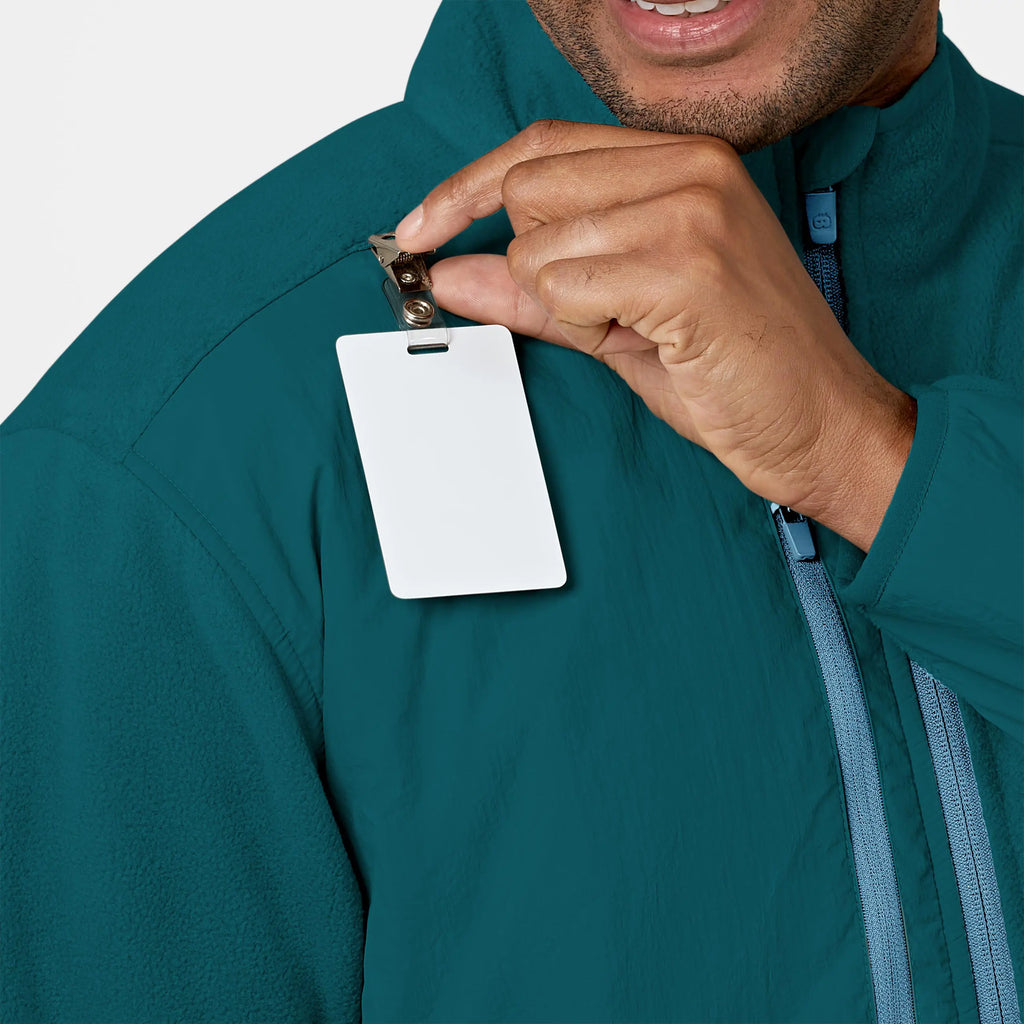 Wink Scrubs Men's Micro Fleece Zip Jacket Caribbean Blue | scrub-supply.com