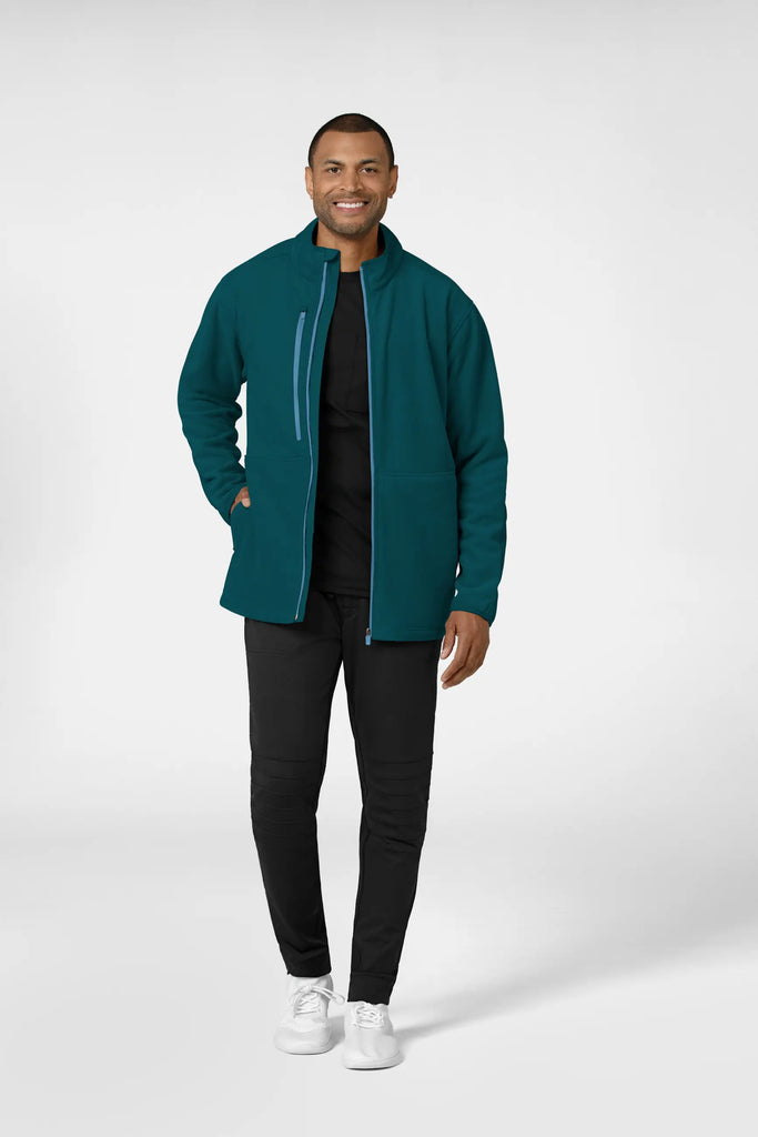 Wink Scrubs Men's Micro Fleece Zip Jacket Caribbean Blue | scrub-supply.com