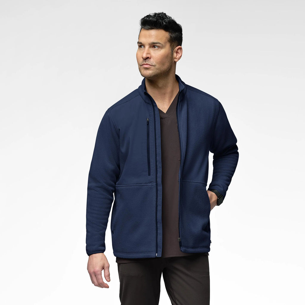 Wink Scrubs Men's Micro Fleece Zip Jacket Navy | scrub-supply.com