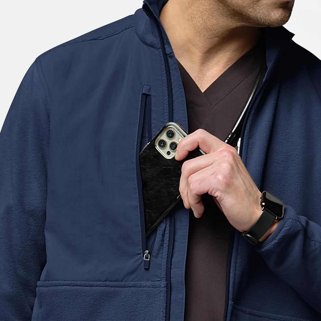 Wink Scrubs Men's Micro Fleece Zip Jacket Navy | scrub-supply.com