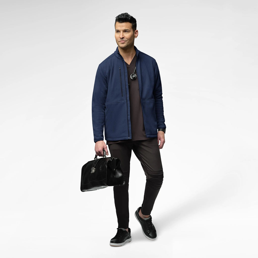 Wink Scrubs Men's Micro Fleece Zip Jacket Navy | scrub-supply.com