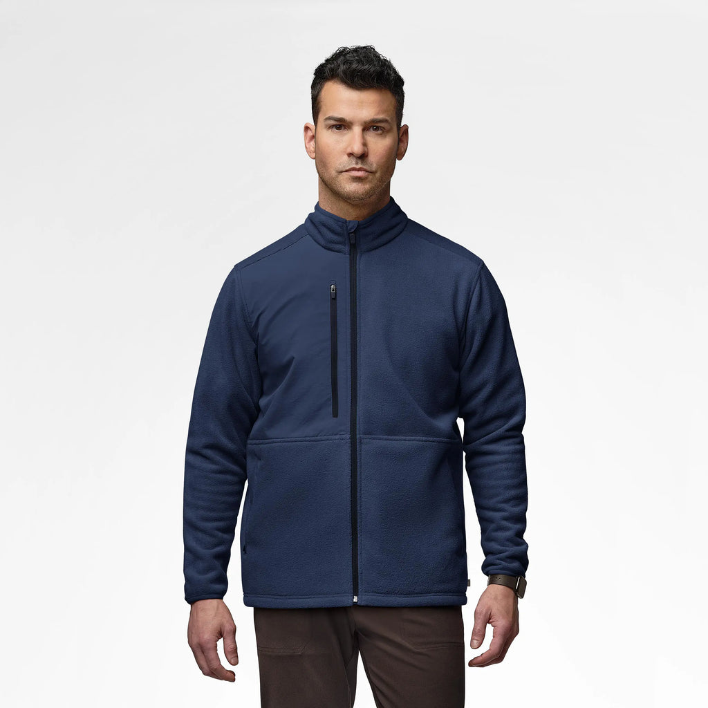 Wink Scrubs Men's Micro Fleece Zip Jacket Navy | scrub-supply.com