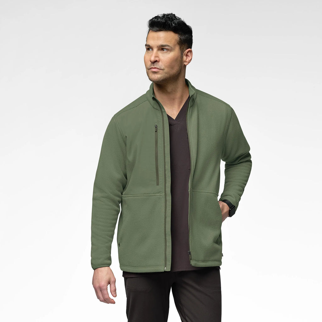 Wink Scrubs Men's Micro Fleece Zip Jacket Olive | scrub-supply.com