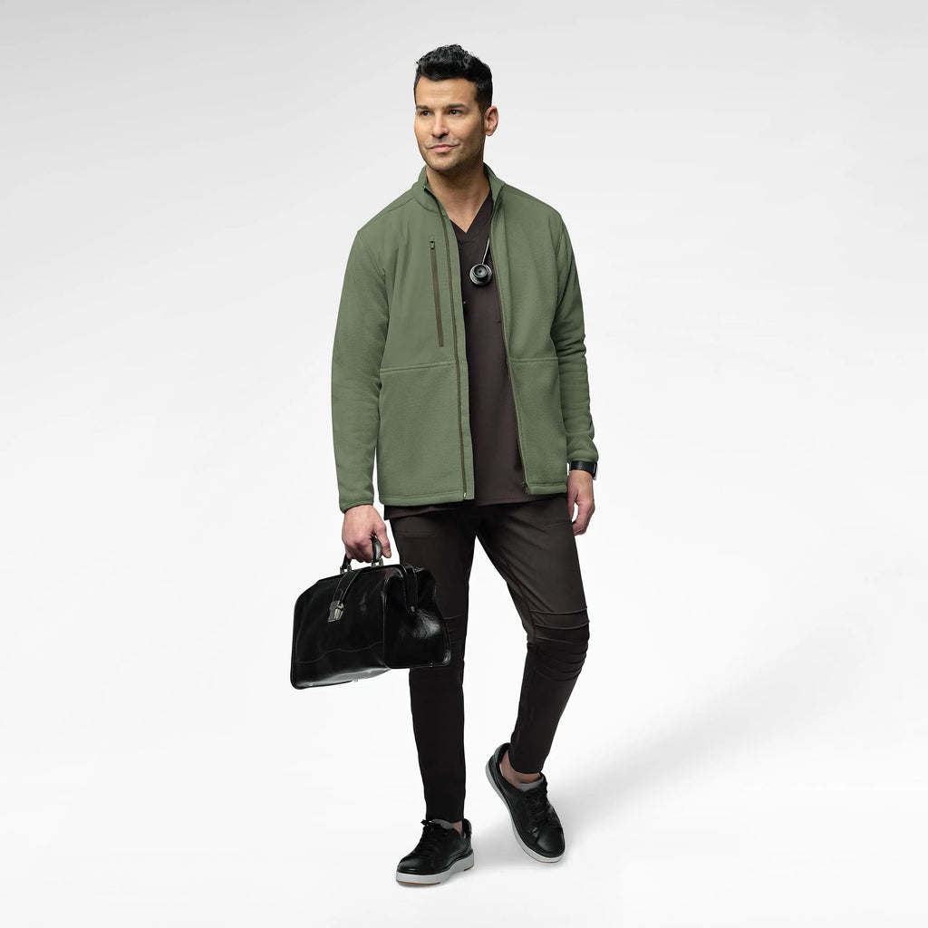 Wink Scrubs Men's Micro Fleece Zip Jacket Olive | scrub-supply.com