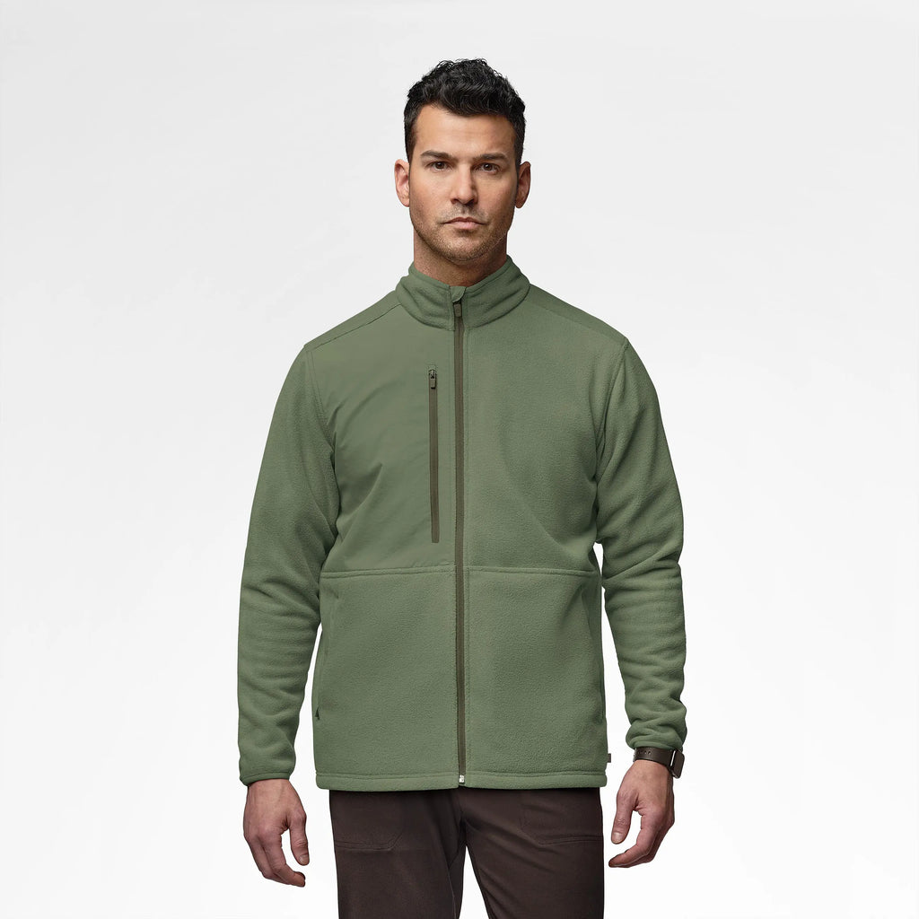 Wink Scrubs Men's Micro Fleece Zip Jacket Olive | scrub-supply.com