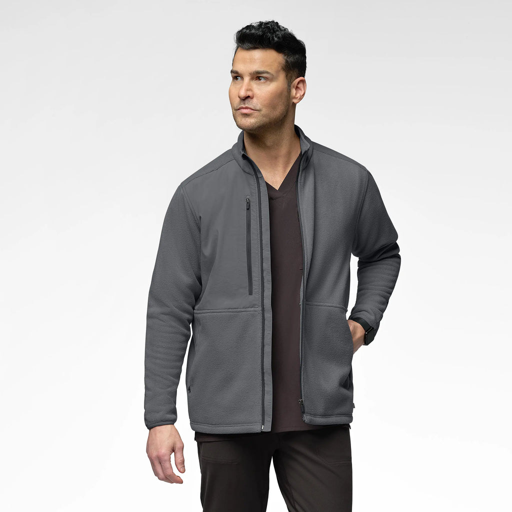 Wink Scrubs Men's Micro Fleece Zip Jacket Pewter | scrub-supply.com