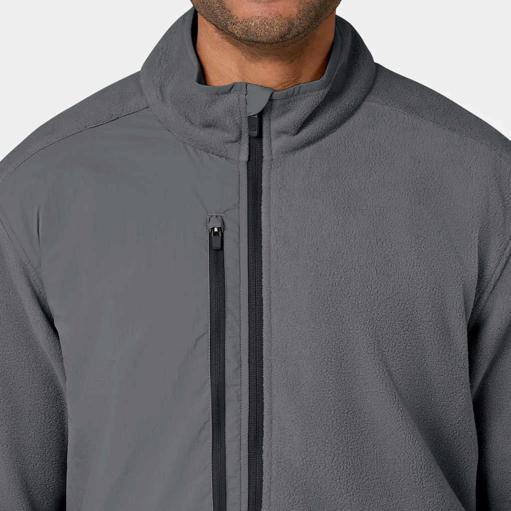 Wink Scrubs Men's Micro Fleece Zip Jacket Pewter | scrub-supply.com