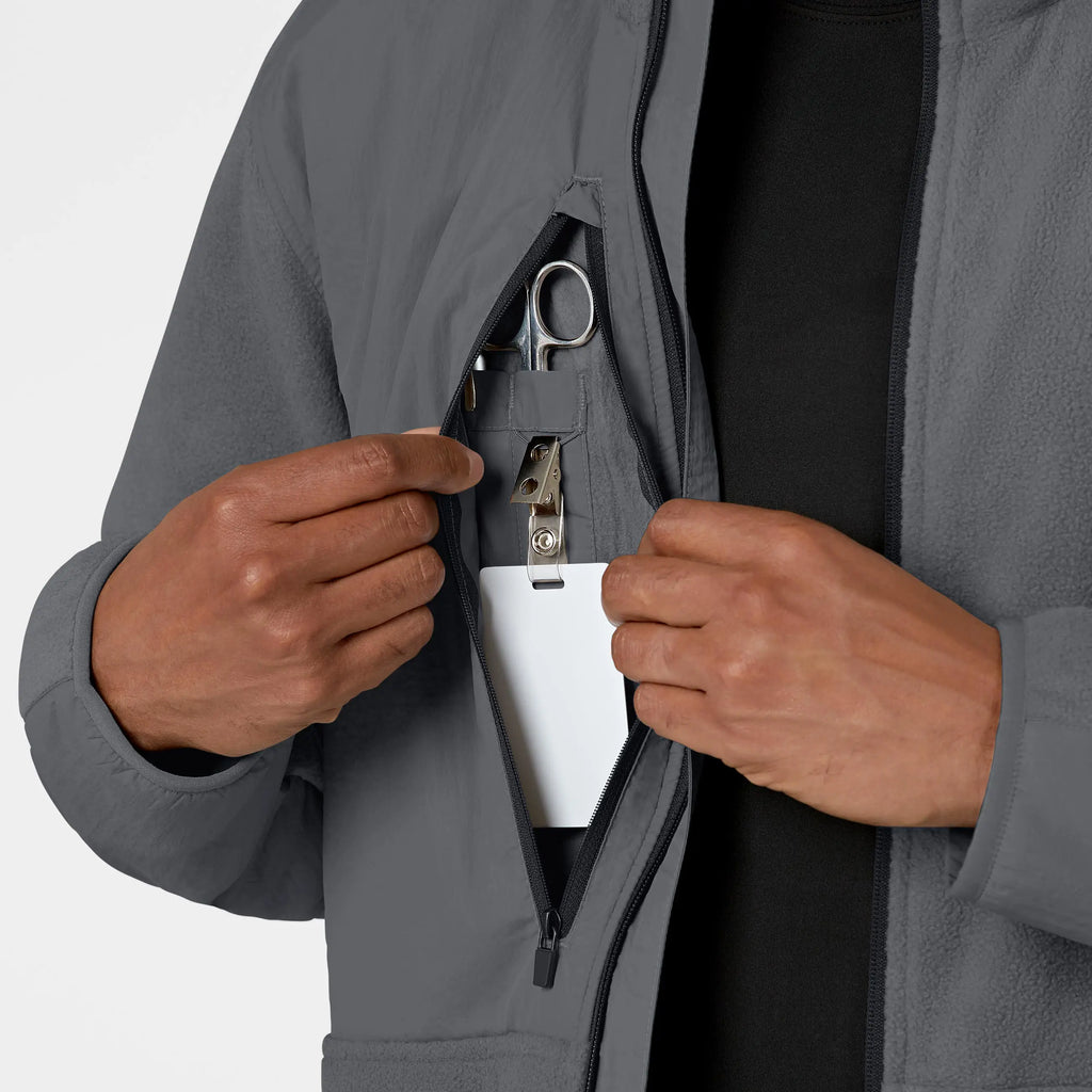 Wink Scrubs Men's Micro Fleece Zip Jacket Pewter | scrub-supply.com