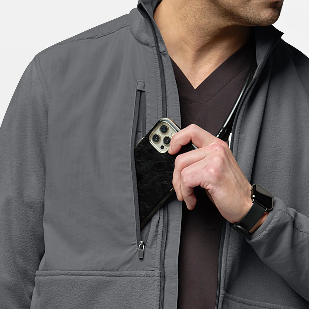 Wink Scrubs Men's Micro Fleece Zip Jacket Pewter | scrub-supply.com