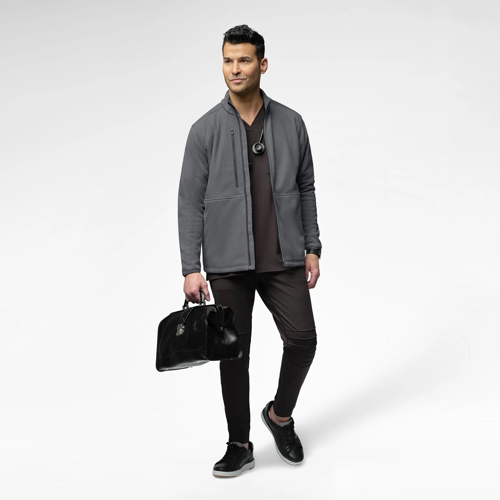 Wink Scrubs Men's Micro Fleece Zip Jacket Pewter | scrub-supply.com