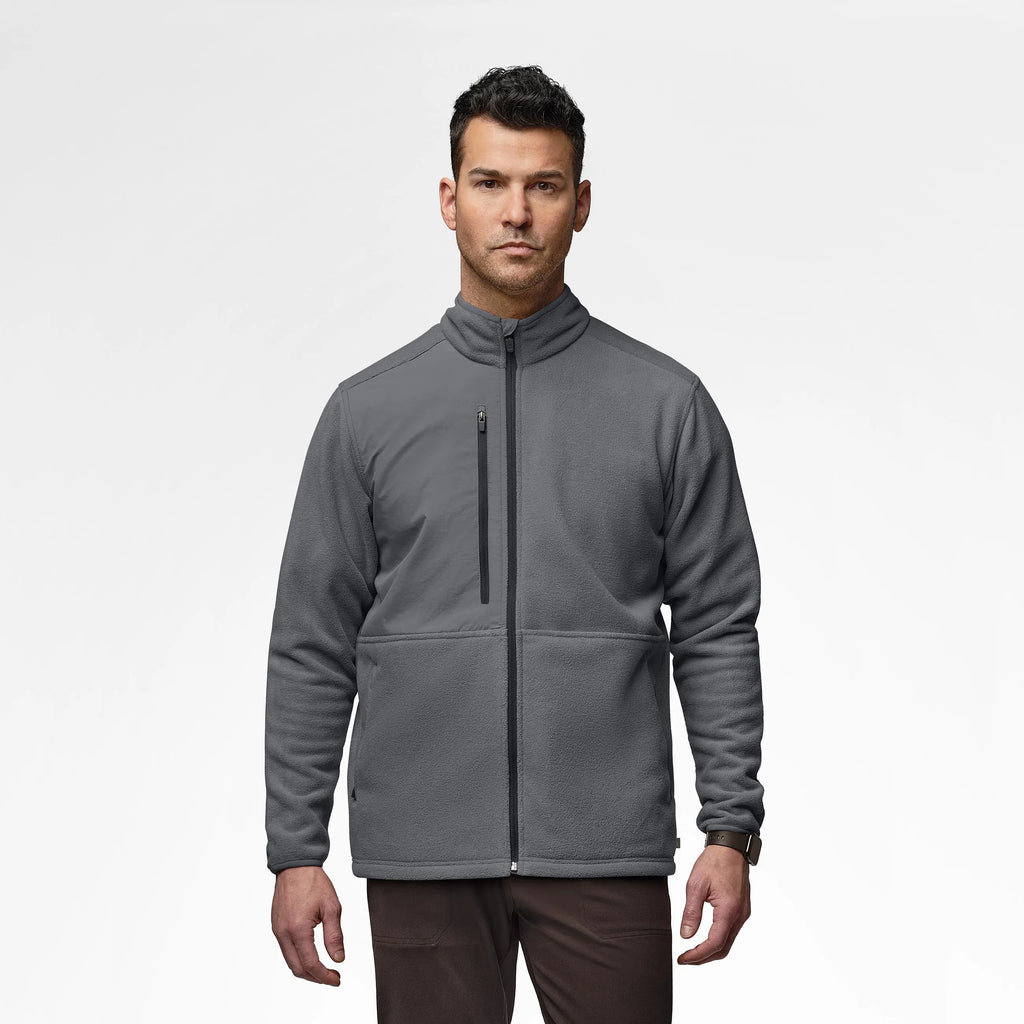 Wink Scrubs Men's Micro Fleece Zip Jacket Pewter | scrub-supply.com