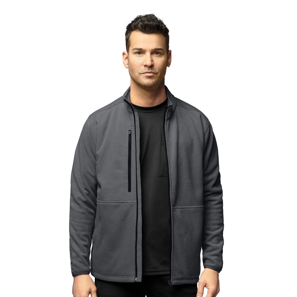 Wink Scrubs Men's Micro Fleece Zip Jacket Pewter | scrub-supply.com