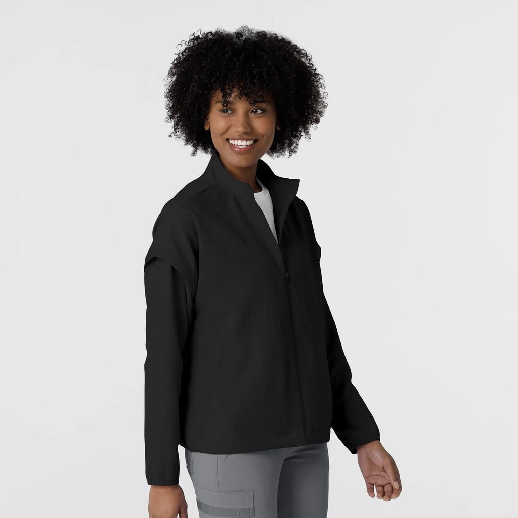 Wink Scrubs Women's BreezeBreaker Scrub Jacket Black | scrub-supply.com