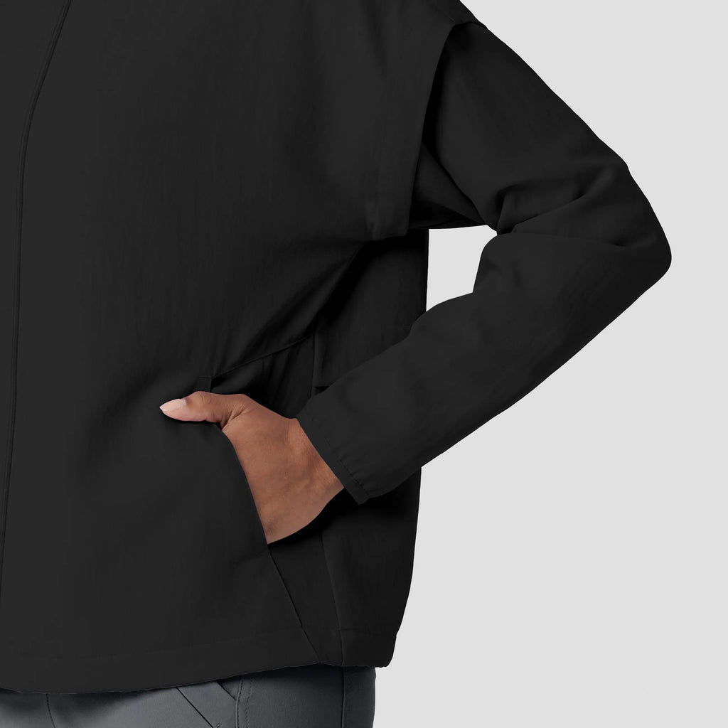 Wink Scrubs Women's BreezeBreaker Scrub Jacket Black | scrub-supply.com