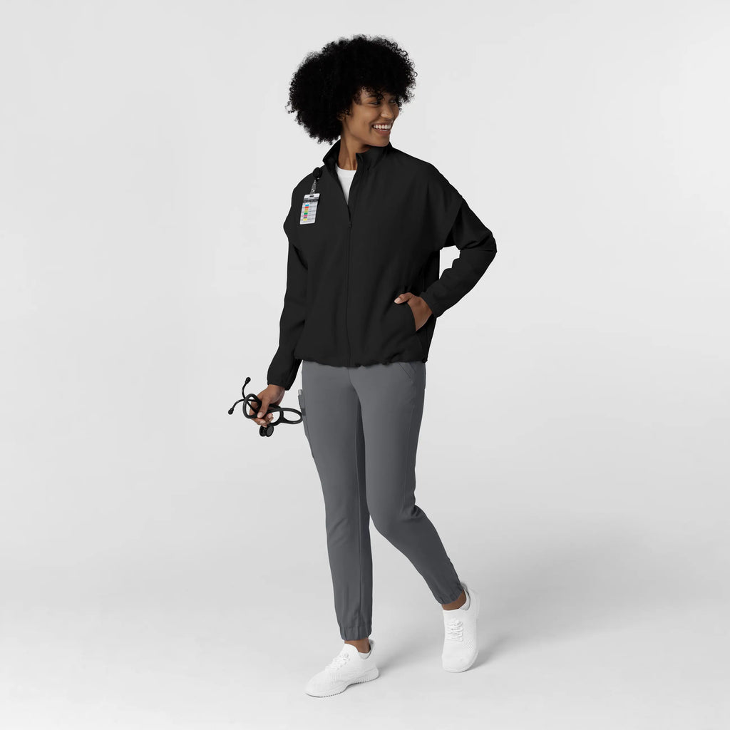 Wink Scrubs Women's BreezeBreaker Scrub Jacket Black | scrub-supply.com