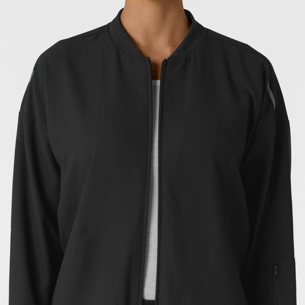 Wink Scrubs Women's Bomber Scrub Jacket Black | scrub-supply.com