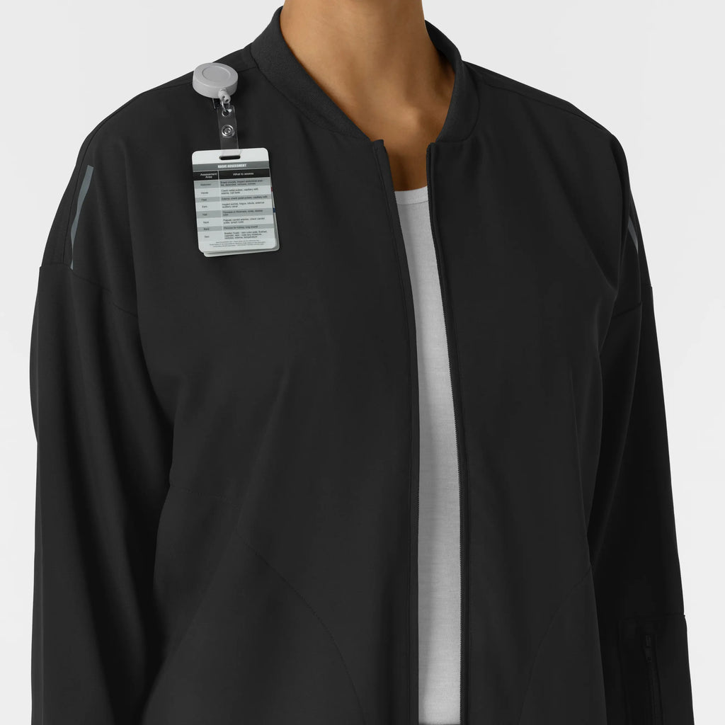 Wink Scrubs Women's Bomber Scrub Jacket Black | scrub-supply.com