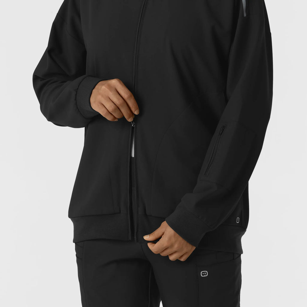 Wink Scrubs Women's Bomber Scrub Jacket Black | scrub-supply.com